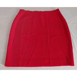 St John Collection Womens Knit Red Pencil Skirt Size 14 Elastic Waist EUC